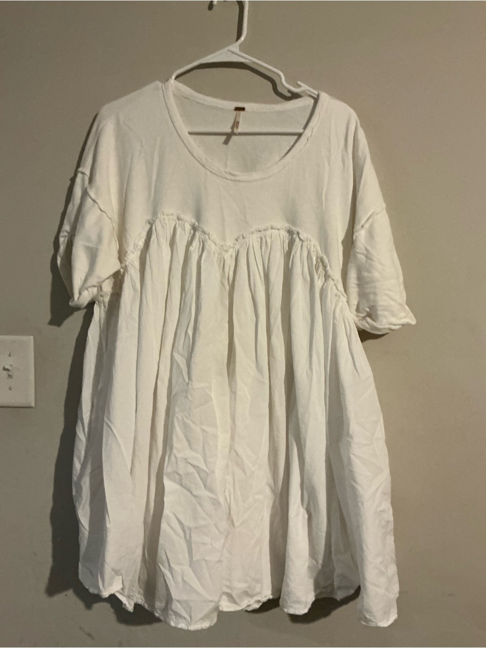 Free People Cream Short-Sleeve Babydoll Tunic - Picture 2 of 4